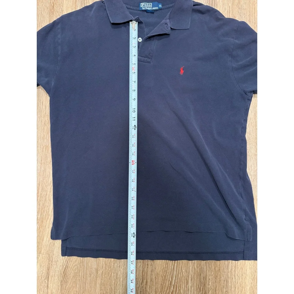 Polo Ralph Lauren Mens XL Navy Blue Short Sleeve Pique Polo Shirt Red Pony Logo
